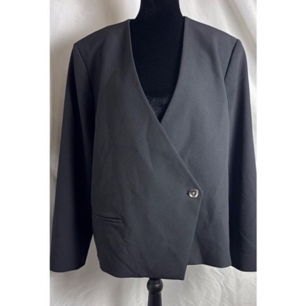 Express Asymmetrical Blazer Women XL Black NWT Single Button Modern Professional
